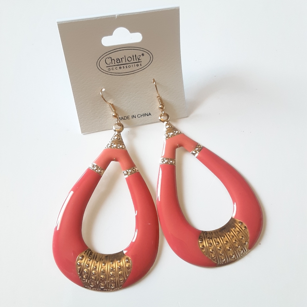 Charlotte Accessories Hot Coral Teardrop Earrings